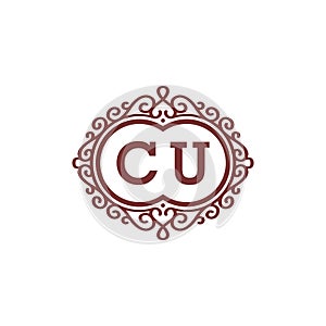 Initial Logo Letter CU luxury monogram design