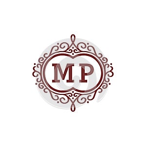 Initial logo Letter MP elegant typeface design