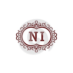 Initial logo Letter NI elegant typeface design photo