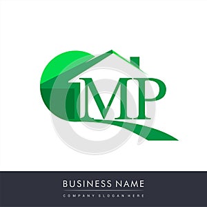 initial logo MP with house icon, business logo and property developer