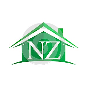 initial logo NZ with house icon and green color, business logo and property developer