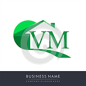 initial logo VM with house icon, business logo and property developer