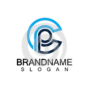 Initial lowercase letter logo cp,pc, p inside c, monogram rounded shape