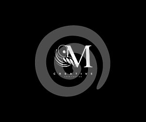 Initial M letter luxury beauty flourishes ornament monogram logo