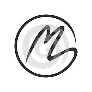 Initial M Stroke Circle Lettermark Symbol Design