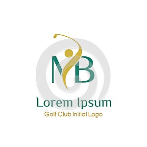 Initial MB golf with golfer icon vector logo design illustration. letter MB symbol icon