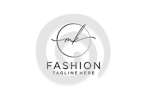 initial MK Feminine logo beauty monogram and elegant logo design, handwriting logo of initial signature, wedding, fashion, floral photo