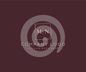 initial MN letters Decorative luxury wedding logo