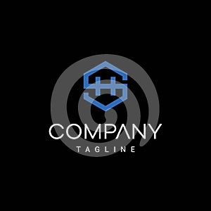 Modern and strong SH letter initial logo design