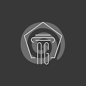 initial monogram NG with monoline pillar logo design photo