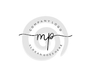 initial MP Feminine logo beauty monogram and elegant logo design, handwriting logo of initial signature, wedding, fashion, floral