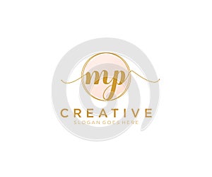 initial MP Feminine logo beauty monogram and elegant logo design, handwriting logo of initial signature, wedding, fashion, floral