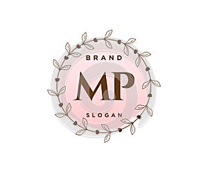 Initial MP feminine logo. Usable for Nature, Salon, Spa, Cosmetic and Beauty Logos. Flat Vector Logo Design Template Element