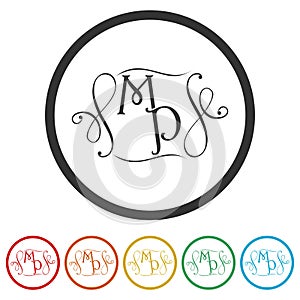 Initial MP letter Logo Design color set