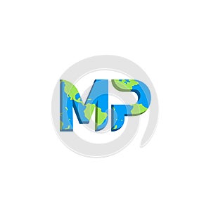 Initial MP logo design with World Map style, Logo business branding