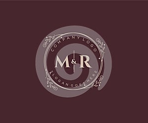 initial MR letters Decorative luxury wedding logo