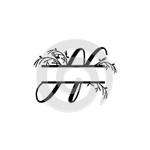 Initial n decorative plant monogram split letter vector