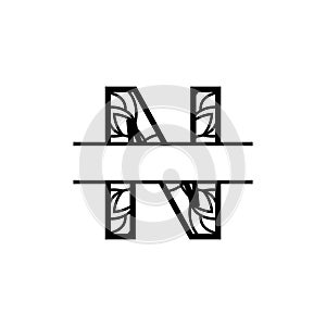 Initial n split monogram mandala vector design template illustration