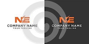 Initial NE Letter logo with lightning bolt logo vector design