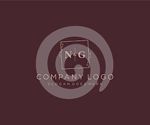 initial NG letters Decorative luxury wedding logo