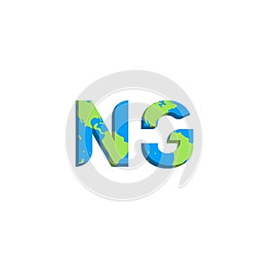 Initial NG logo design with World Map style, Logo business branding