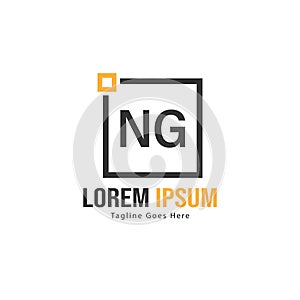 Initial NG logo template with modern frame. Minimalist NG letter logo vector illustration