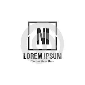 Initial NI logo template with modern frame. Minimalist NI letter logo vector illustration
