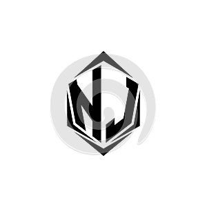 Initial NJ logo design with Shield style, Logo business branding
