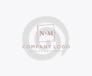 initial NM letters Decorative luxury wedding logo