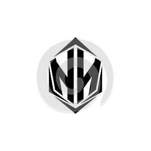 Initial NN logo design with Shield style, Logo business branding photo
