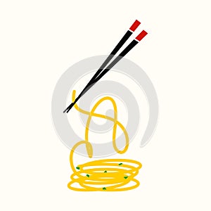 Initial A Noodle Chopstick logo