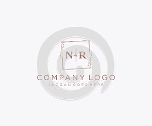 initial NR letters Decorative luxury wedding logo