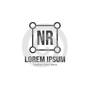 Initial NR logo template with modern frame. Minimalist NR letter logo vector illustration