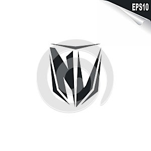 Initial NV logo design with Shield style, Logo business branding