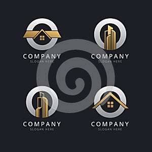 Initial O logo with real estate elements template