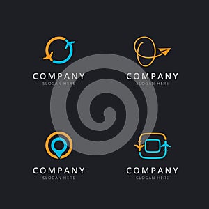 Initial O logo with travel elements template