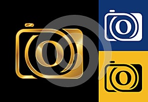 Initial O monogram letter with a camera icon. Logo for photography business, and company identity