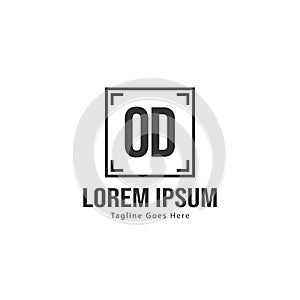 Initial OD logo template with modern frame. Minimalist OD letter logo vector illustration