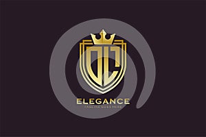 initial OL elegant luxury monogram logo or badge template with scrolls and royal crown - perfect for luxurious branding projects
