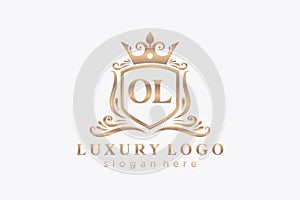 Initial OL Letter Royal Luxury Logo template in vector art for Restaurant, Royalty, Boutique, Cafe, Hotel, Heraldic, Jewelry,