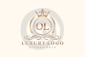 Initial OL Letter Royal Luxury Logo template in vector art for Restaurant, Royalty, Boutique, Cafe, Hotel, Heraldic, Jewelry,