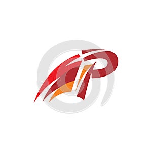 Initial p letter motion flame color shape logo design