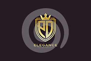 initial PD elegant luxury monogram logo or badge template with scrolls and royal crown - perfect for luxurious branding projects
