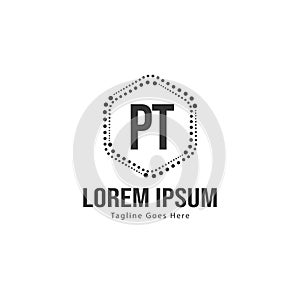 Initial PT logo template with modern frame. Minimalist PT letter logo vector illustration