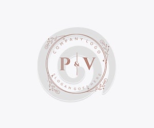 initial PV letters Decorative luxury wedding logo