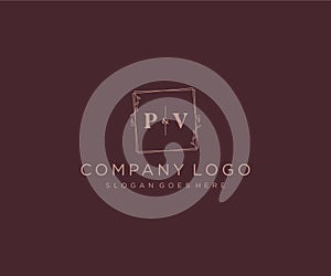 initial PV letters Decorative luxury wedding logo