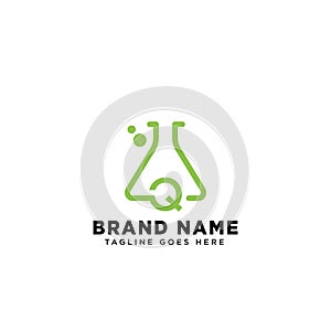 initial q molecular dna logo design template vector illustration icon element