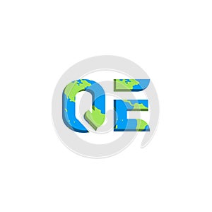 Initial QE logo design with World Map style, Logo business branding photo