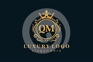 Initial QM Letter Royal Luxury Logo template in vector art for Restaurant, Royalty, Boutique, Cafe, Hotel, Heraldic, Jewelry,
