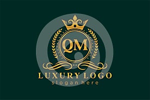 Initial QM Letter Royal Luxury Logo template in vector art for Restaurant, Royalty, Boutique, Cafe, Hotel, Heraldic, Jewelry,